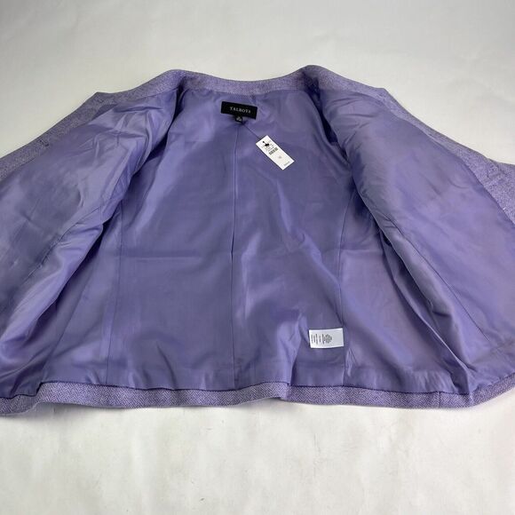 New Talbots Lilac Herringbone Shetland Jacket 12 Collarless Wool Blend tweed - Picture 11 of 13